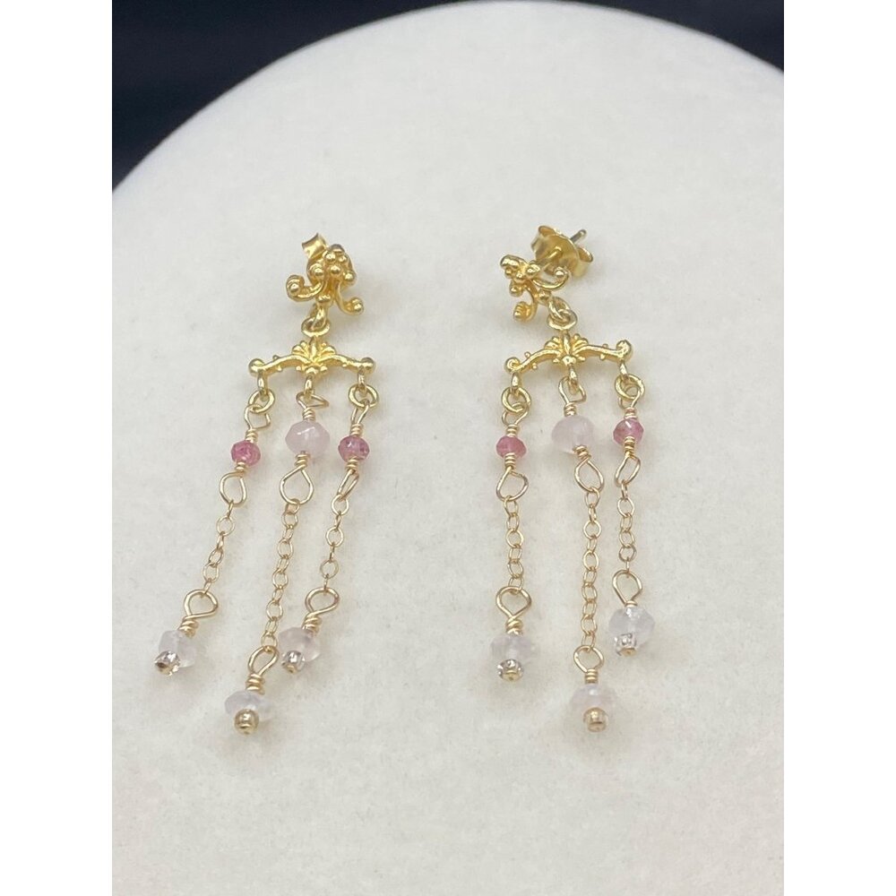 Sterling silver gold tone chandelier earrings